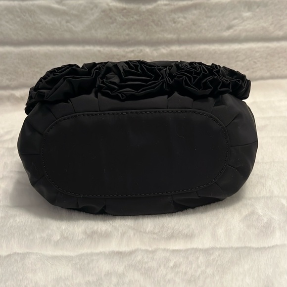 NWT Brighton “Kimbell” Satin & Leather Trim Bag w Rosettes & Heart Metal Handles - Picture 12 of 16